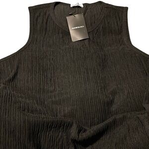 HAWALILI Black‎ Textured Sleeveless Tank Top M
